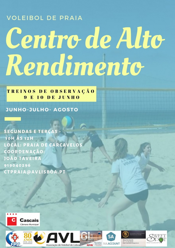 Estão abertas as captações para o Centro de Treino de Voleibol de Praia AVL/Cascais